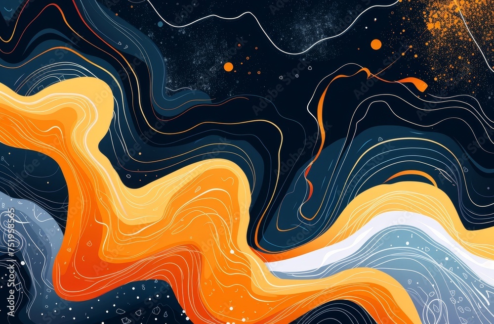 Abstract Cosmic Art with Colorful Wavy Patterns