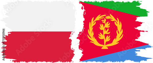 Eritrea and Poland grunge flags connection vector