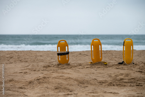 Torpedo buoy seen at the beach photo