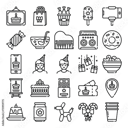 birthday and party outline icon vector photo