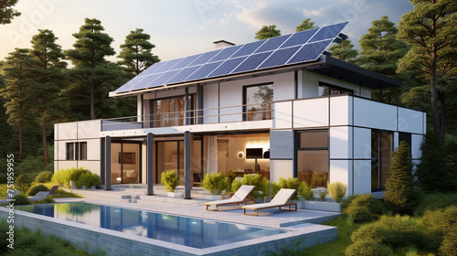 Beautiful modern home with garden and solar system install there © rai stone