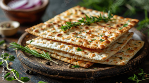 stack of square and round matzah