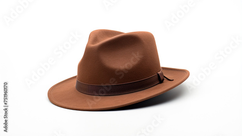 Brown hat on white background with high detailed 
