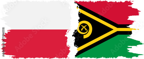 Vanuatu and Poland grunge flags connection vector