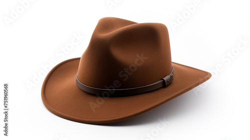 Brown hat on white background with high detailed 