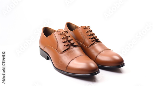 Brown shoes on white background with high detailed 