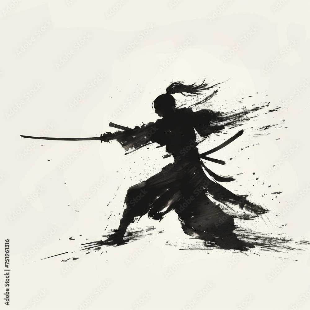 Chinese ink style swordsma Chinese ink style swordsma