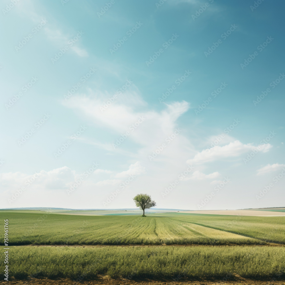 Obraz premium Minimal landscape with single tree
