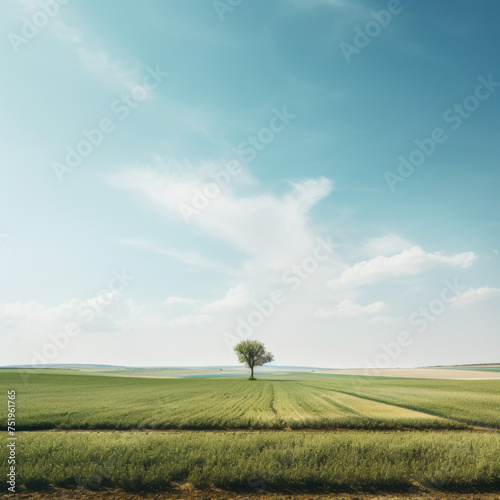 Minimal landscape with single tree