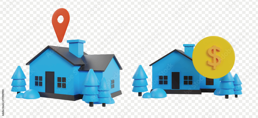 Realtor and property 3d icon render clipart, for real estate business ...
