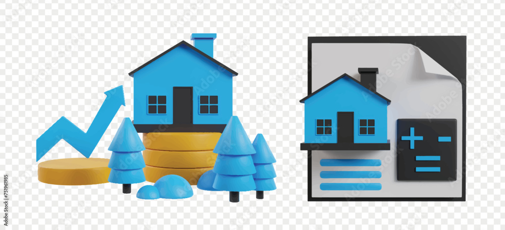Realtor and property 3d icon render clipart, for real estate business ...