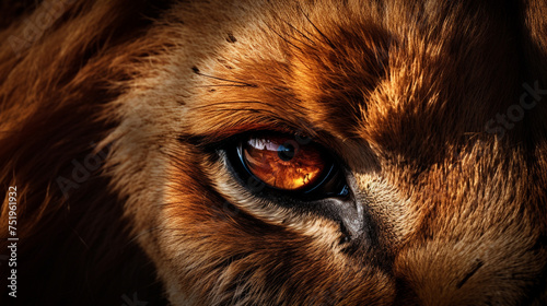 close up of a horror lion red eyes over black background © Glenn Finch