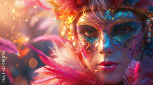 Women in Venetian carnival mask
