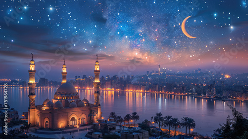 The Ramadan mosque under the star and crescent 