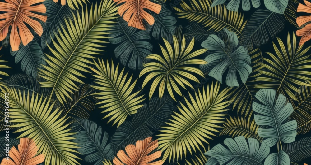  Vibrant tropical leaves pattern