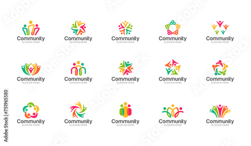 Colorful community logo template. modern creative community logo. nonprofit organization logo template. modern and minimalist people care logo template