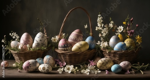  Easter baskets brimming with joy and color © vivekFx