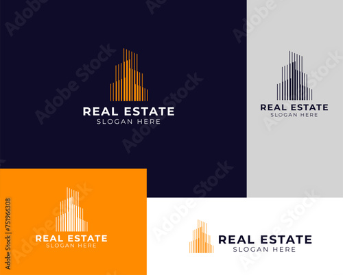 Real estate logo collection. modern building logo template. property logo collection. trendy apartment logo template. building real estate  logo collection.
