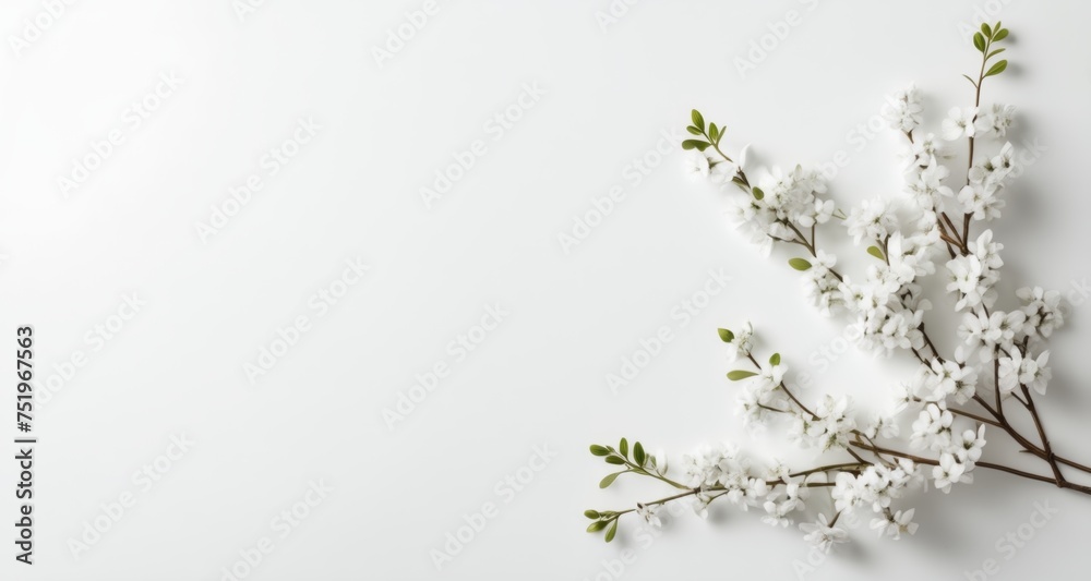  Elegant simplicity - A branch of white flowers against a minimalist backdrop