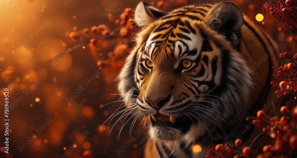 Fototapeta premium Wild beauty - The majestic gaze of a tiger