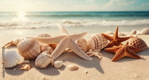  Beach serenity with starfish and seashells