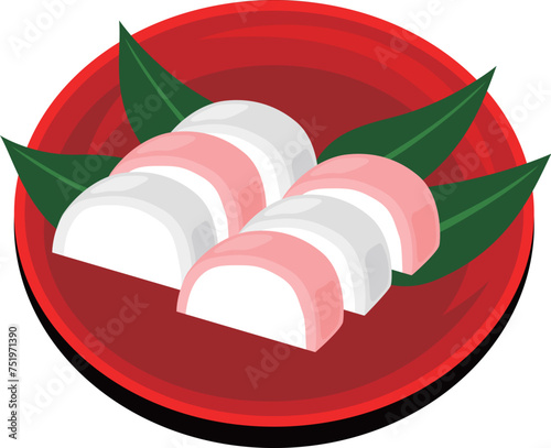 おせち：かまぼこ　赤皿