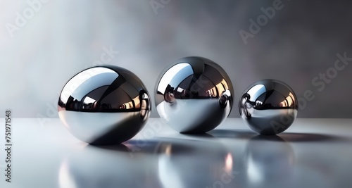  Reflection of elegance - Three shiny spheres on a reflective surface