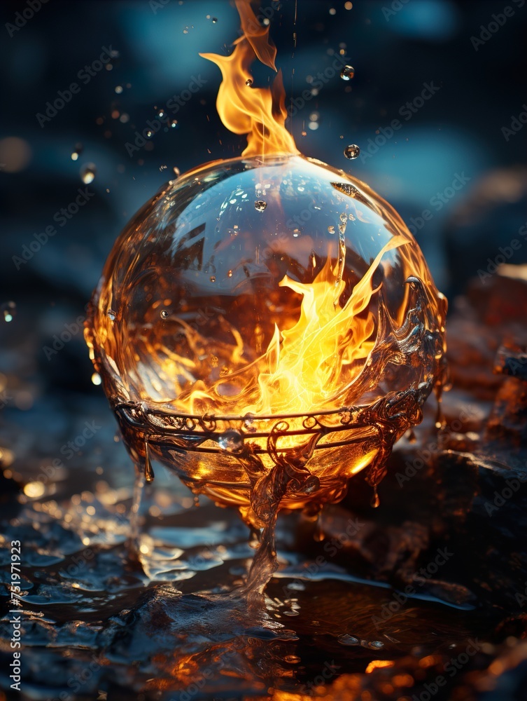 burning ball in water