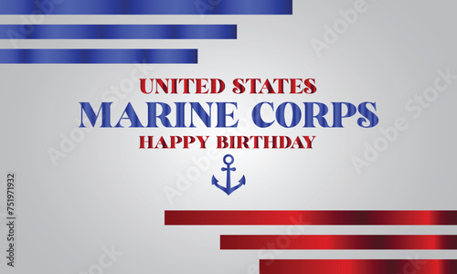 United States Marine Corps Happy Birthday Stylish Text With Usa Flag Design