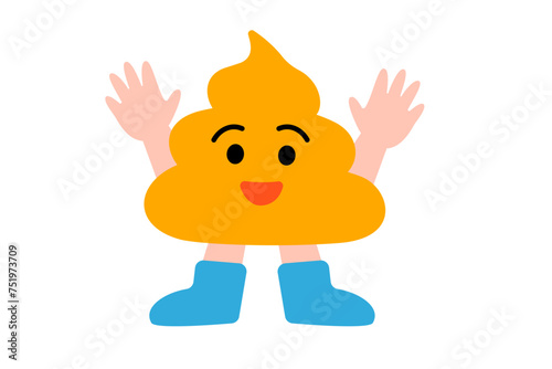 イラスト素材: バンザイするうんこくん（ウンコのキャラクター）