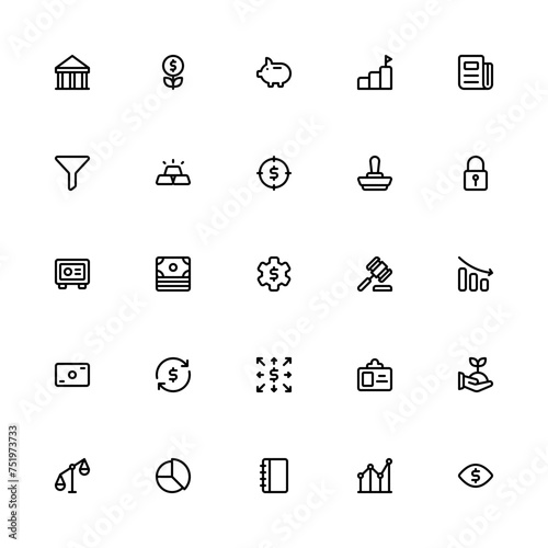 Business Finance Outline 2d Icon. Editable stroke. Pixel Perfect at 32x32
