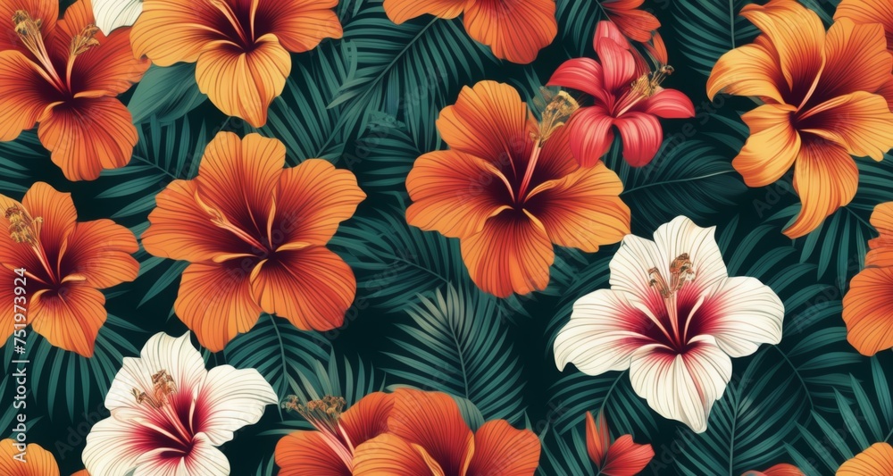 Vibrant tropical flowers in bloom Vibrant tropical flowers in bloom
