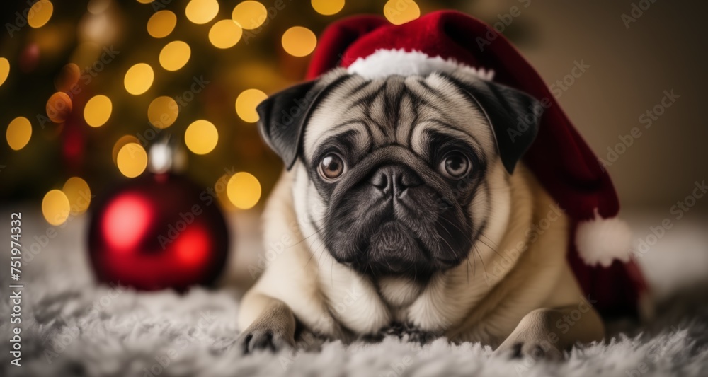  Pug's festive cheer - A holiday season's delight!