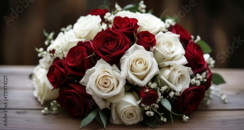  Elegant bouquet of red and white roses  perfect for a romantic occasion