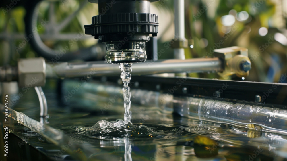 The clear tubing attached to the pump providing a glimpse of the water moving through the system.