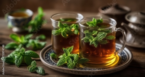  Refreshing mint tea, a moment of tranquility