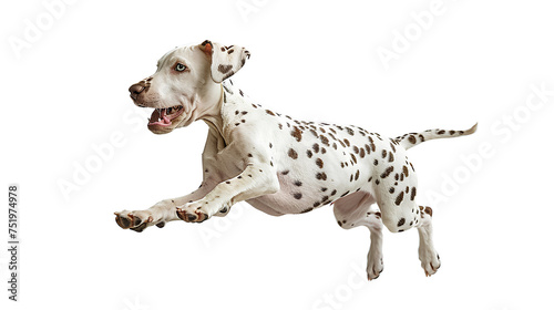 Healthy Dalmatian dog jumping, isolated on transparent background