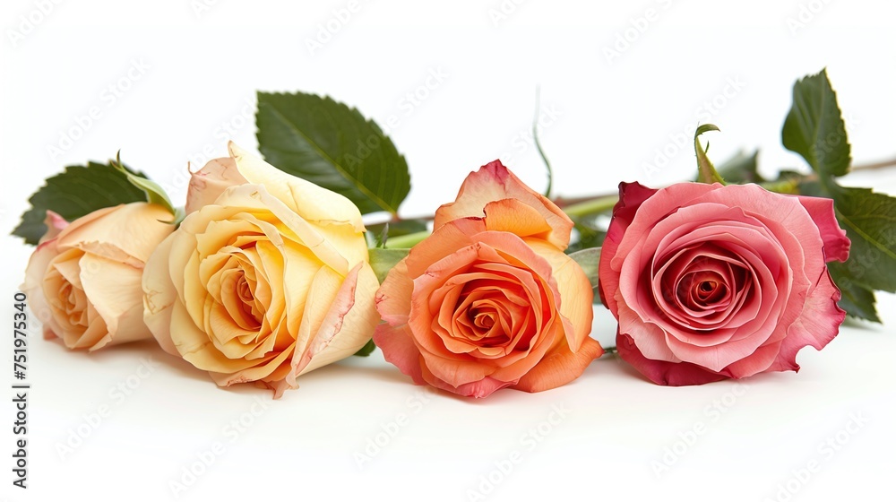 The landscape of rose flowers in a field, on a white background. The landscape of rose flowers in a field, on a white background.