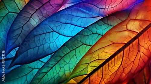 Psychedelic dragonfly wings under microscope colorful abstract texture