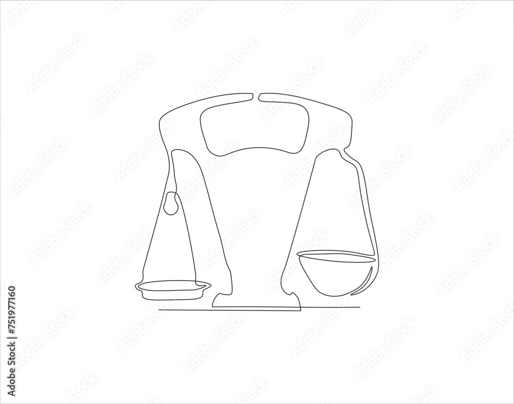 Continuous Line Drawing Of Law Balance And Scale Of Justice. One Line Of Symbol Of Equality. Balance Scales Continuous Line Art. Editable Outline. Continuous Line Drawing Of Law Balance And Scale Of Justice. One Line Of Symbol Of Equality. Balance Scales Continuous Line Art. Editable Outline.
