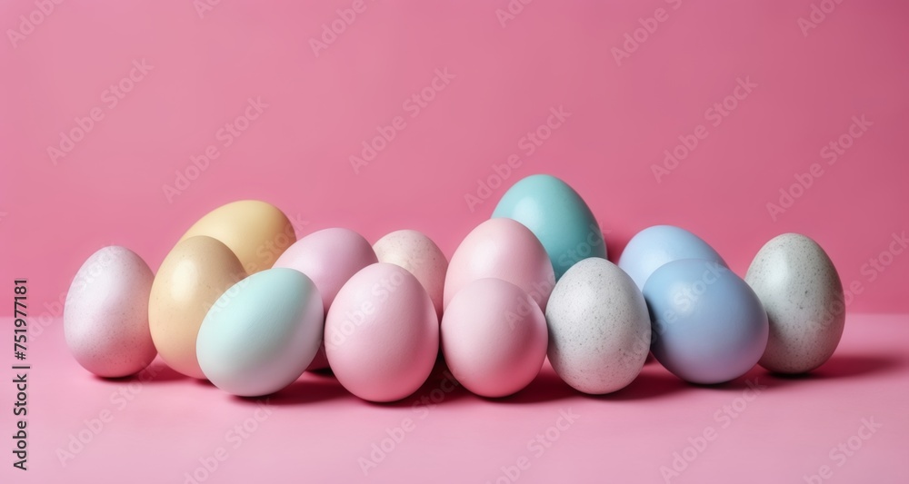 A vibrant collection of eggs in pastel hues A vibrant collection of eggs in pastel hues