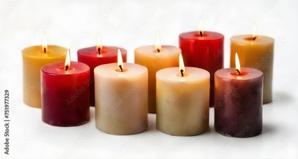 A warm glow of candlelight in a rainbow of hues A warm glow of candlelight in a rainbow of hues