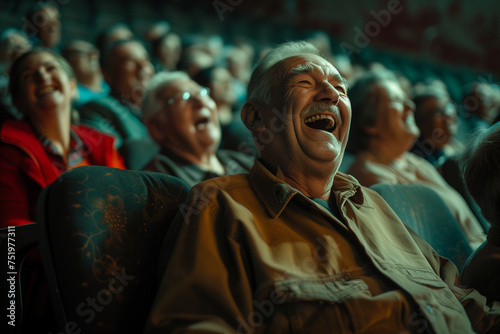 senior audience laughing at a show