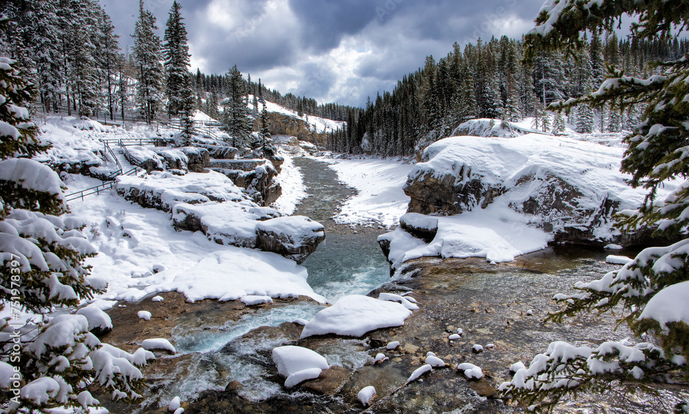 Winter in the Canadian Rockies. A winter landscape, taken near Banff, Alberta, Canada Winter in the Canadian Rockies. A winter landscape, taken near Banff, Alberta, Canada
