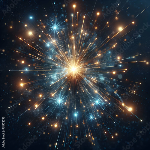 Glimmering firework exploding in a midnight sky 