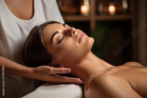  Therapist providing head massage to alleviate tension and promote circulation