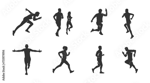 Wallpaper Mural vector illustration of a collection of silhouettes of people running Torontodigital.ca