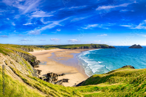 Holywell Bay, Cornwall, UK, on a beautiful summer evening.