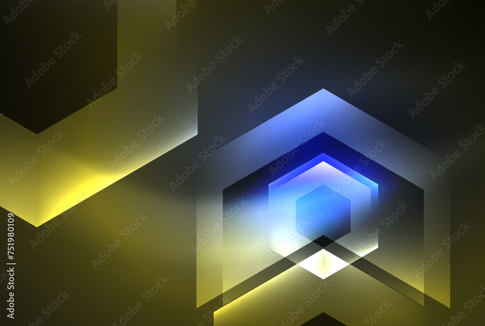 Arrow hexagon neon light glowing shapes background. Vector illustration For Wallpaper, Banner, Background, Card, Book Illustration, landing page Arrow hexagon neon light glowing shapes background. Vector illustration For Wallpaper, Banner, Background, Card, Book Illustration, landing page