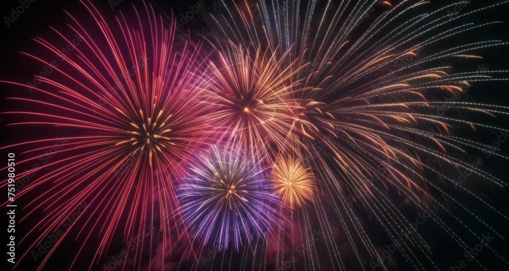 Spectacular fireworks display in the night sky Spectacular fireworks display in the night sky